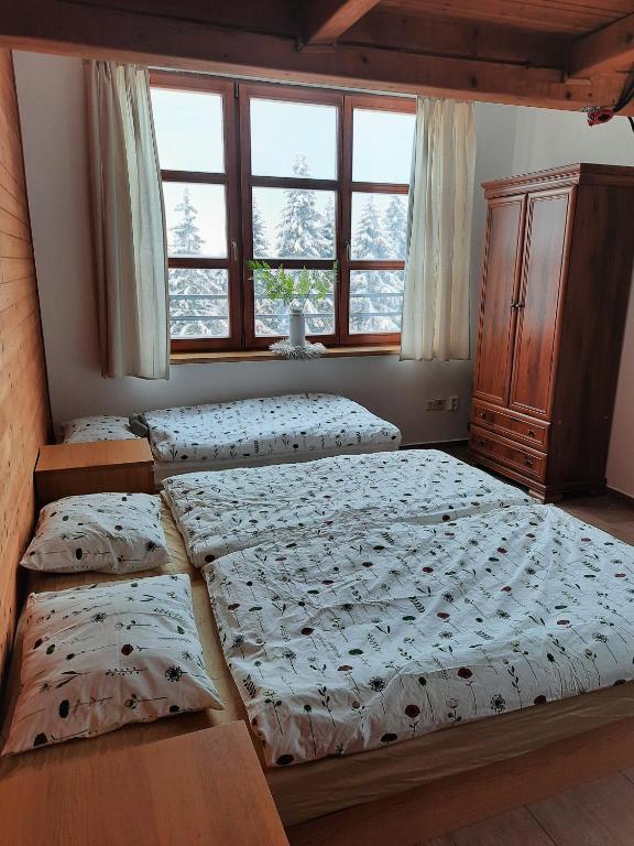 Postel nebo postele na pokoji v ubytování Velký apartmán Cihlarka