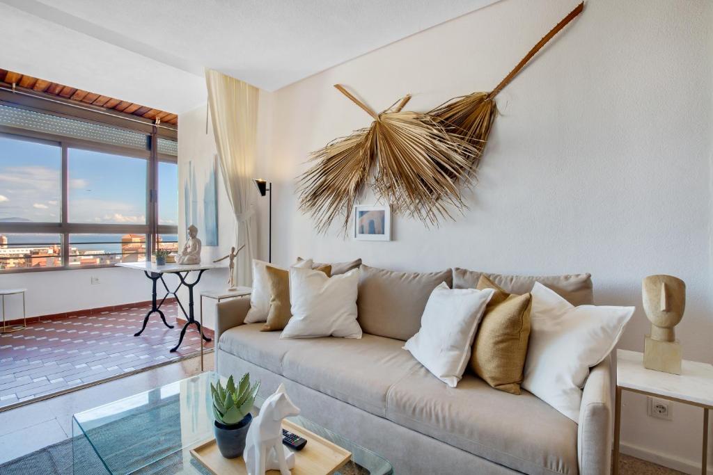 พื้นที่นั่งเล่นของ Precioso apartamento en La Nogalera - Vista al mar