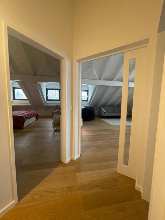 Postel nebo postele na pokoji v ubytování Gemütliches Loft