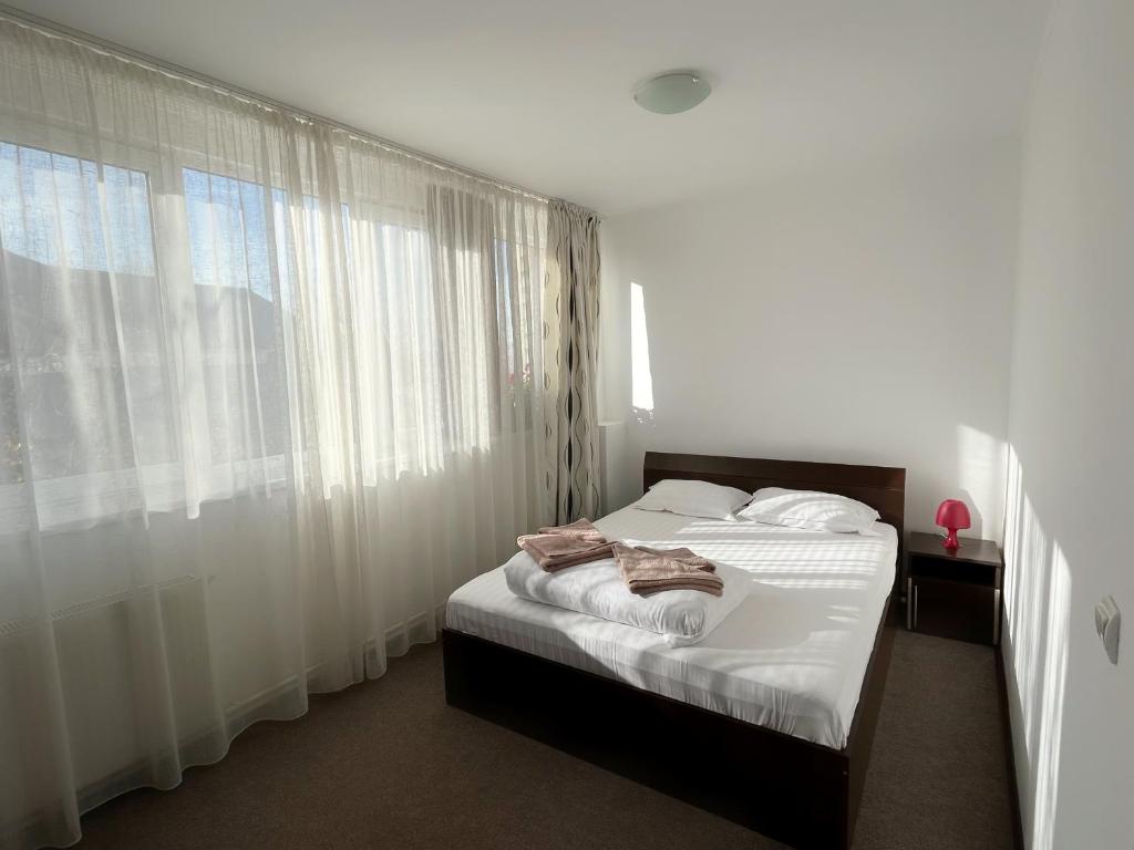 Un pat sau paturi într-o cameră la Casa Crengutei