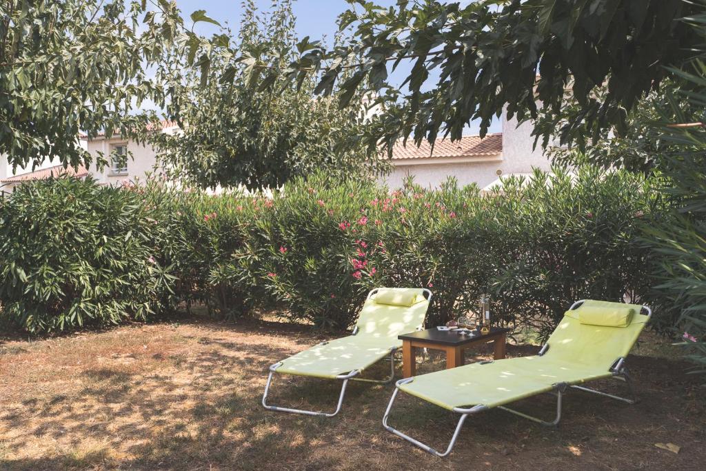 Vonkajšia záhrada v ubytovaní Maison à Cervione Prunete jardin piscine accès direct plage