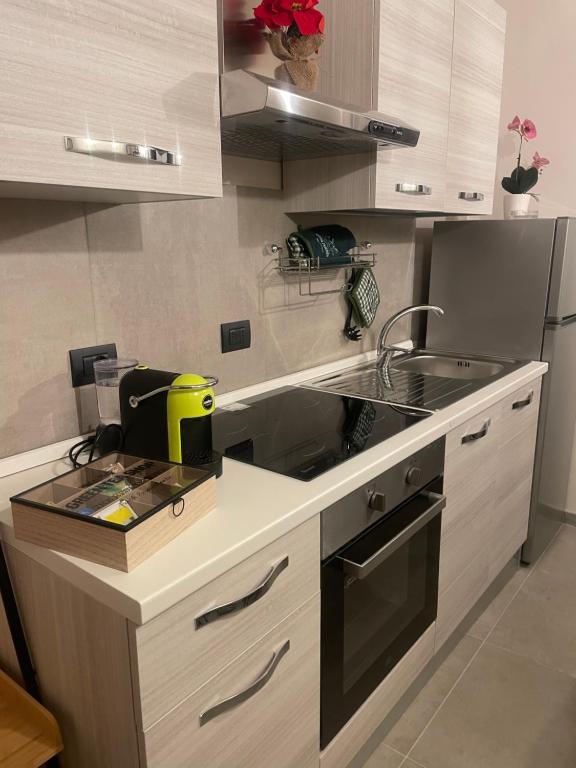 Kuchyňa alebo kuchynka v ubytovaní HappyHome Bilocale centro storico Rivarolo Canavese