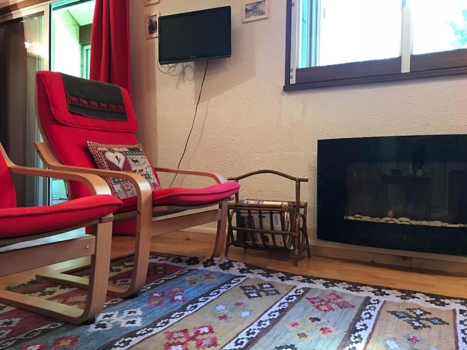 Televízia a/alebo spoločenská miestnosť v ubytovaní Appartement 65m2 esprit Chalet. Parking. Balcon