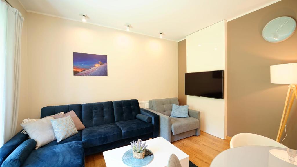 Televízia a/alebo spoločenská miestnosť v ubytovaní Apartamenty EverySky - Pusta 8