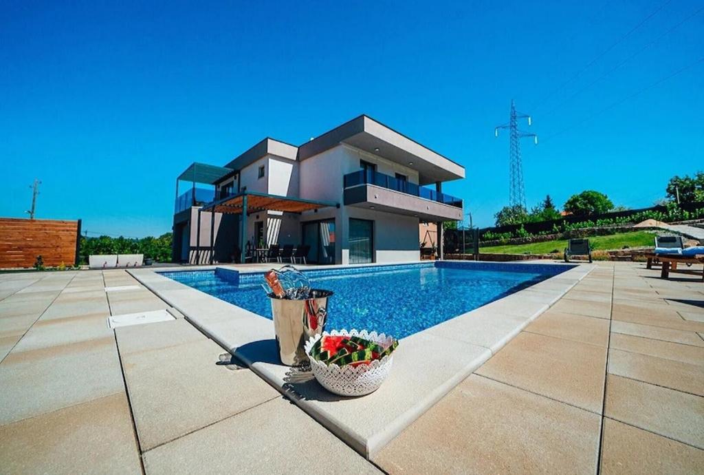 Villa Viktoria with private pool, barbecue, gym, children\