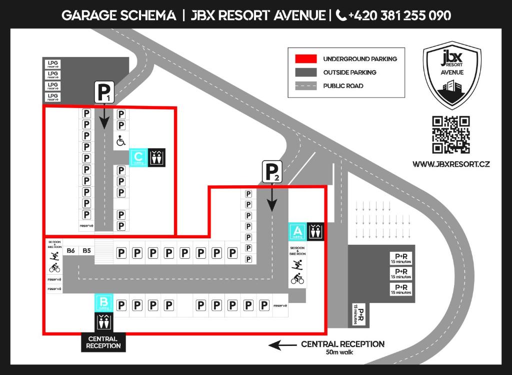 Půdorys ubytování JBX Resort Avenue Lipno