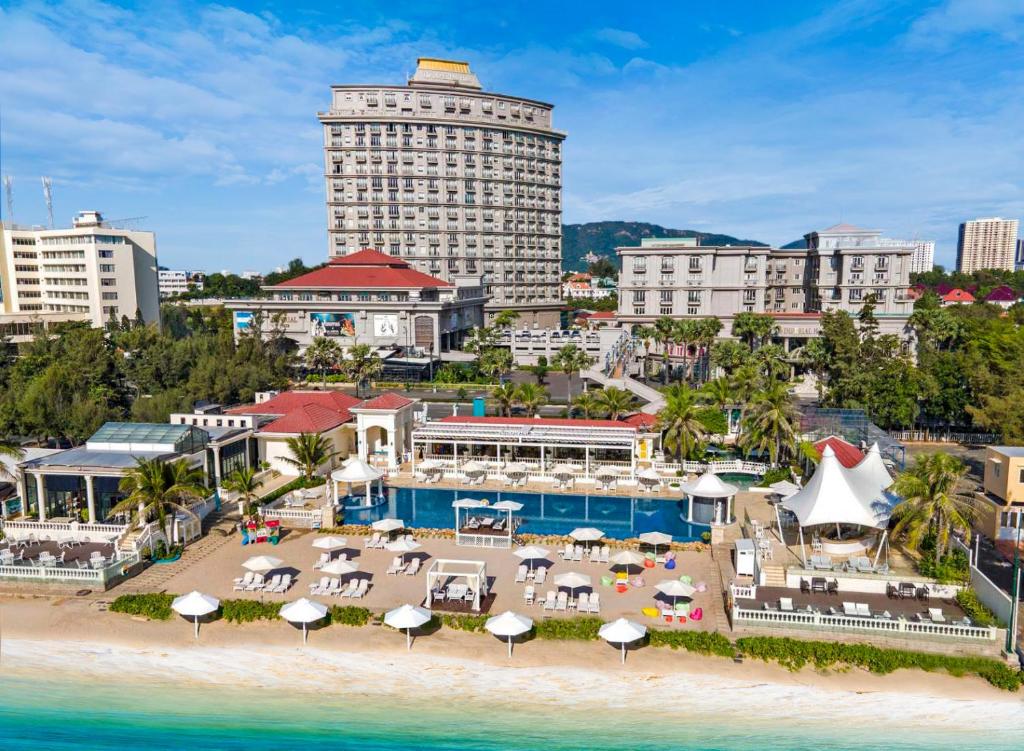 an aerial view of the beach and the resort at The IMPERIAL Vung Tau Hotel in Vung Tau