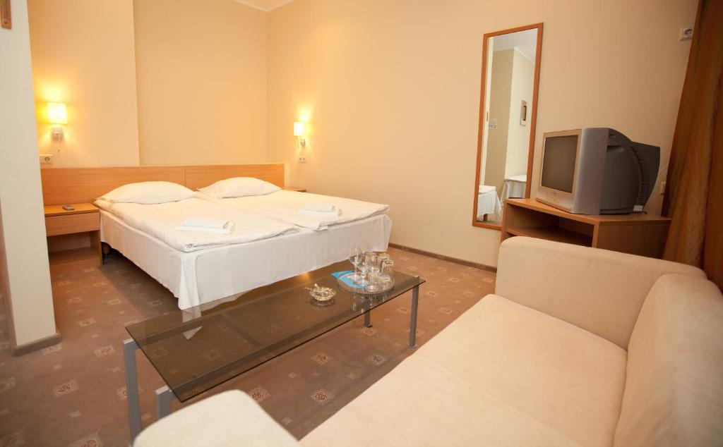 TV a/nebo společenská místnost v ubytování TOSS Hotel
