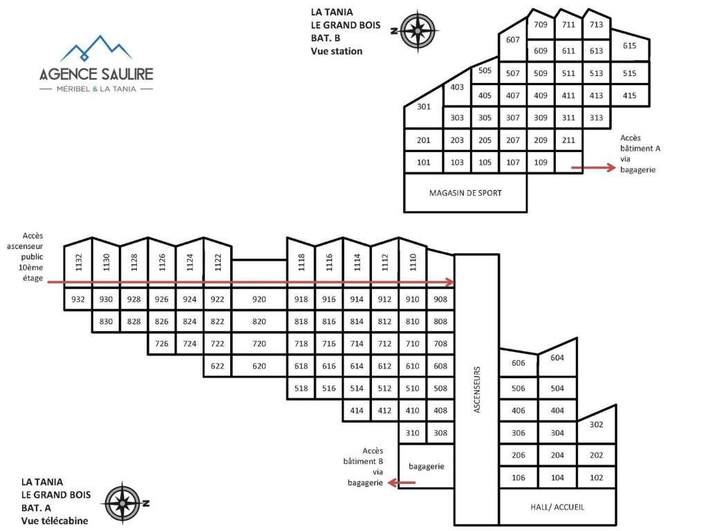 Plan piętra w obiekcie Appartement La Tania 4 pers, skis aux pieds, 2 pièces, balcon, résidence Grand Bois A - FR-1-182A-19