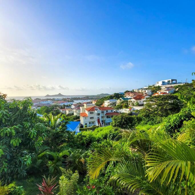 a group of houses on a hill with trees at 1 Bed Apt overlooking Rodney Bay in Gros Islet