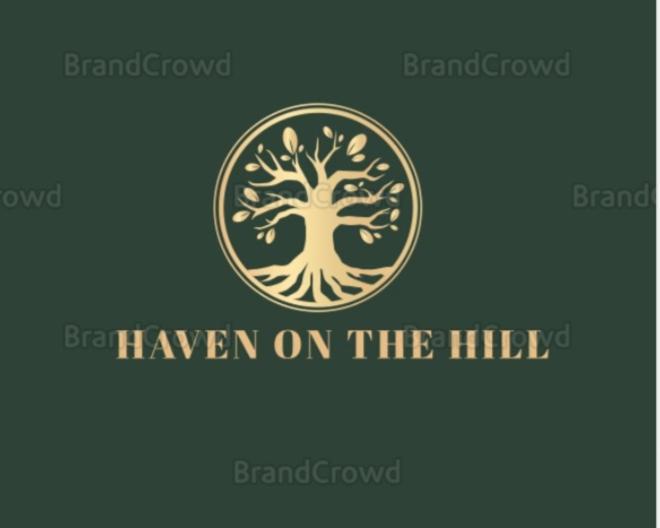 Haven on the Hill Bed & Breakfast في Ashville: شعار شجرة مع الكلمات هيفن على التل