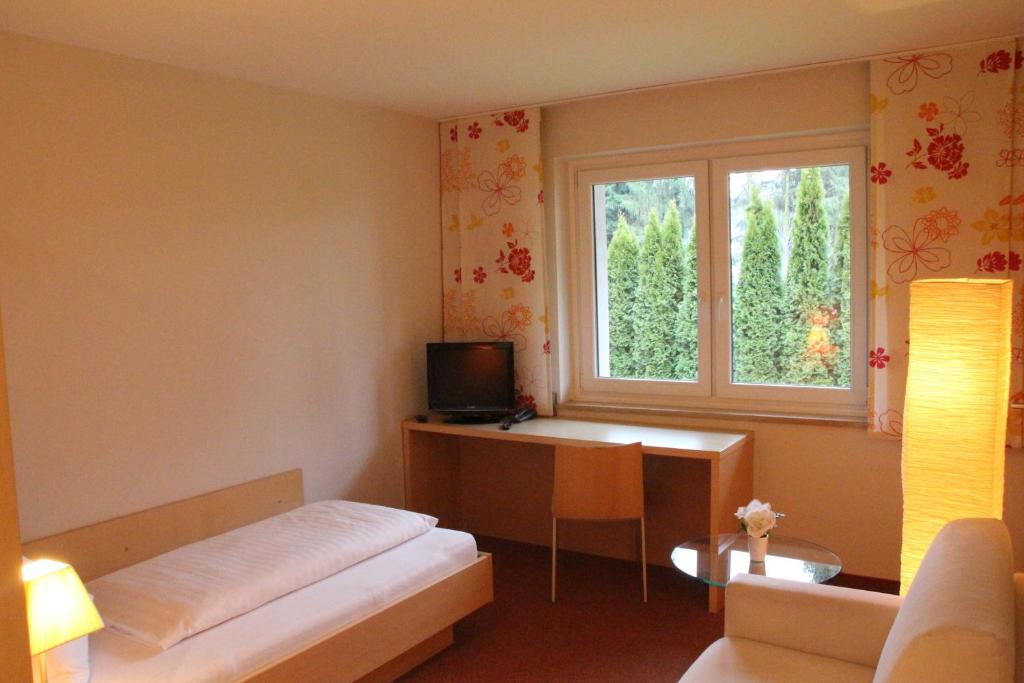 Televiisor ja/või meelelahutuskeskus majutusasutuses Hotel Alhartinger Hof