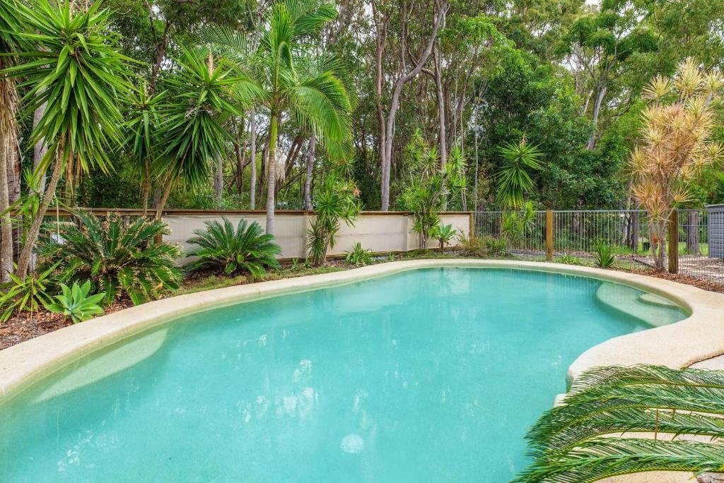 una grande piscina in un cortile alberato di Naiad 12 a Rainbow Beach