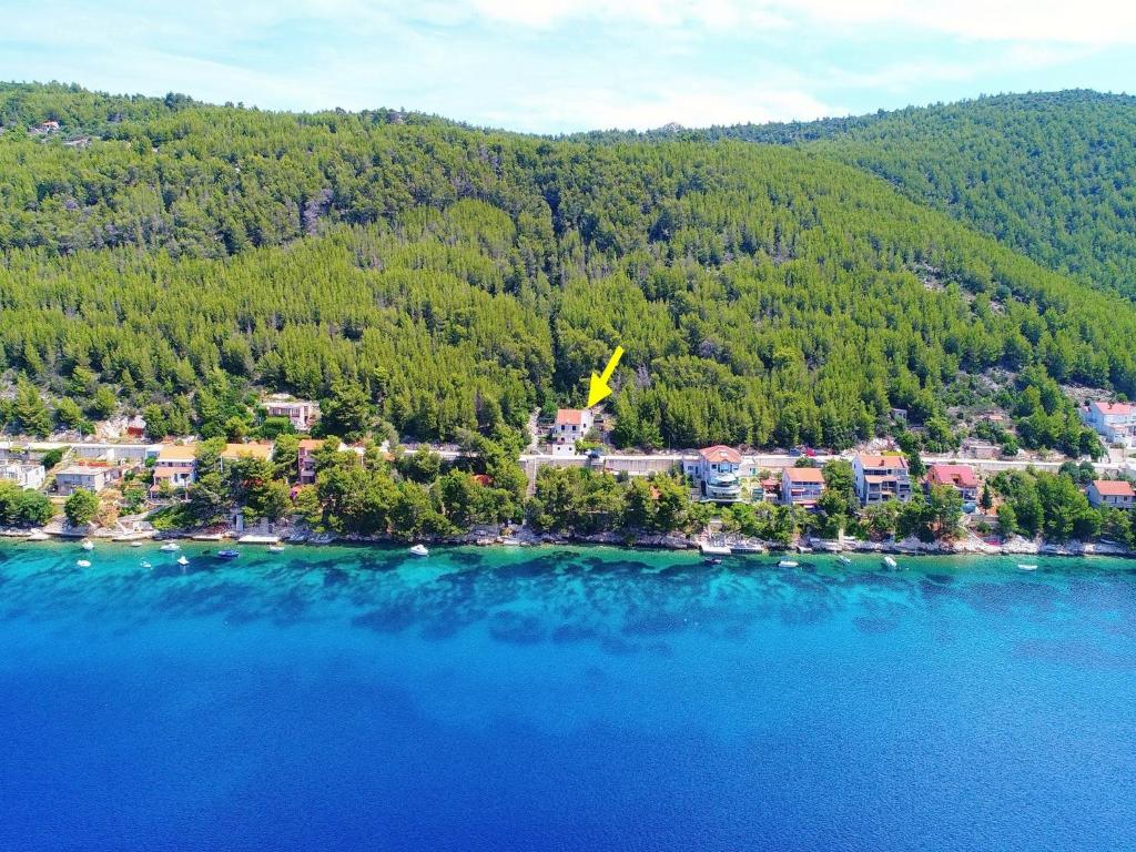 an aerial view of a small island in the water at Panoramic Apartments Anić in Blato