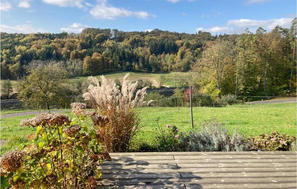 un jardín con una colina al fondo en Cozy Home In Feldbach With Kitchen, en Feldbach