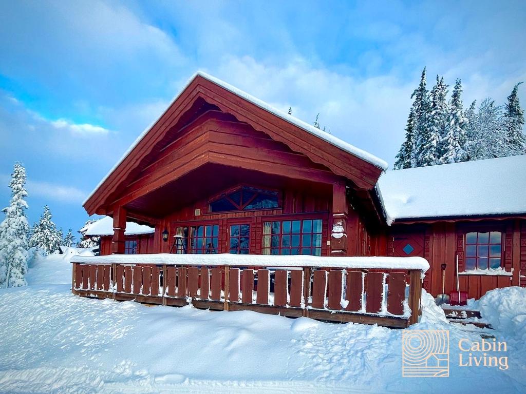 Large Cottage 2 Baths and Sauna in Sjusjøen v zimě