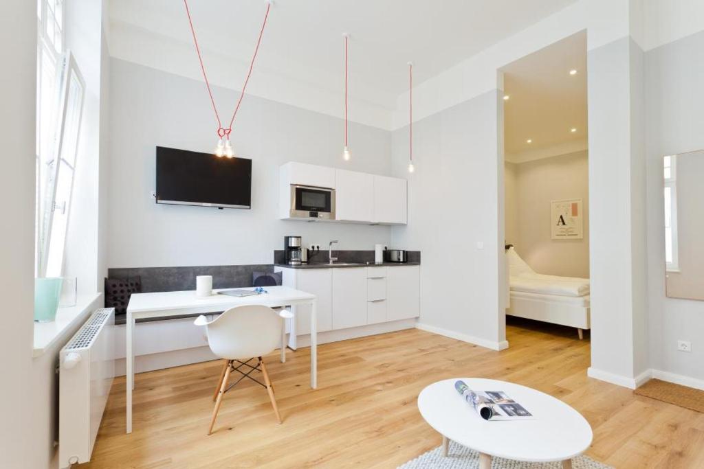 Kuchyň nebo kuchyňský kout v ubytování Soltausche Buchdruckerei - Whg 02