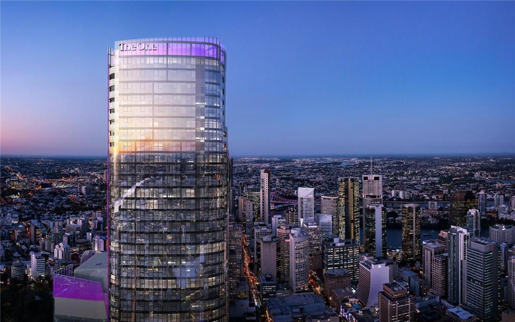a rendering of a tall building in a city at CBD Luxury River View 1Bed Apt The One in Brisbane