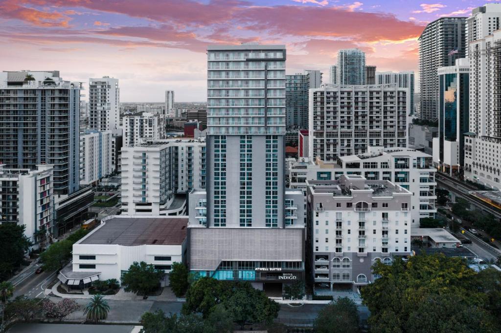 an aerial view of a city with tall buildings at Atwell Suites - Miami Brickell, an IHG Hotel in Miami