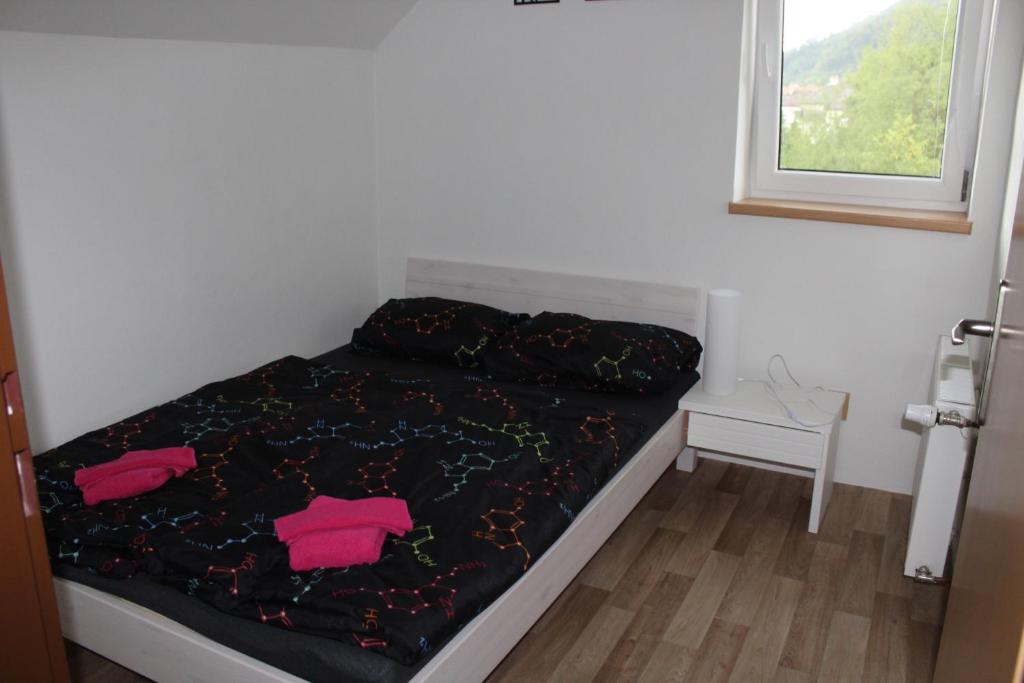 Postel nebo postele na pokoji v ubytování Apartmán Rapotín, Jesenická 296, 3km od Termálního parku Velké Losiny