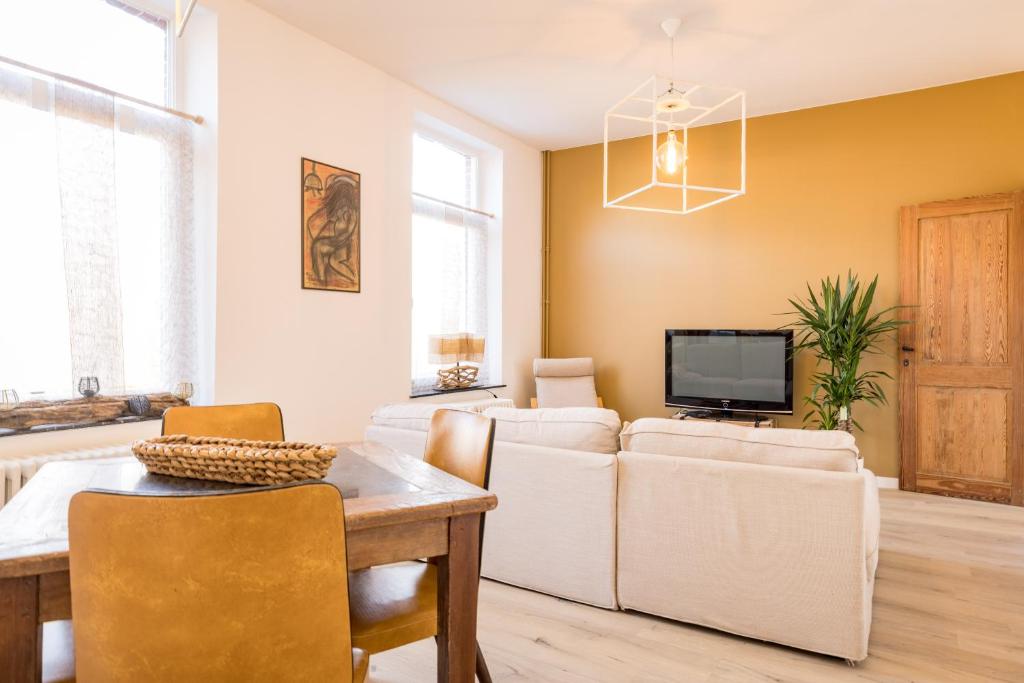 TV a/nebo společenská místnost v ubytování Gîtes in Huy - Appartements chaleureux dans le centre de Huy