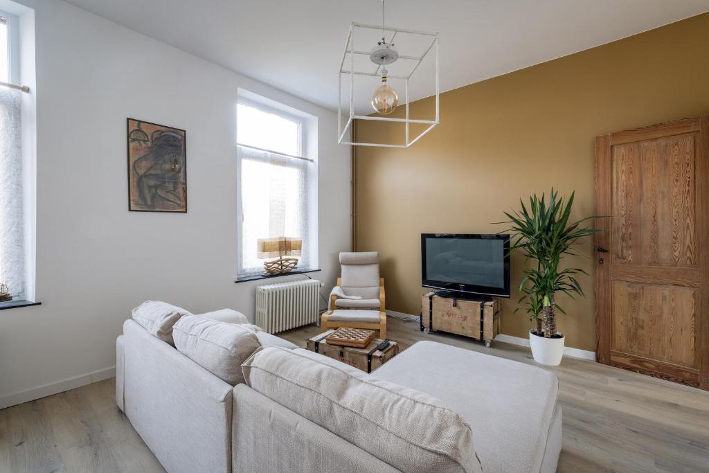 TV a/nebo společenská místnost v ubytování Gîtes in Huy - Appartements chaleureux dans le centre de Huy