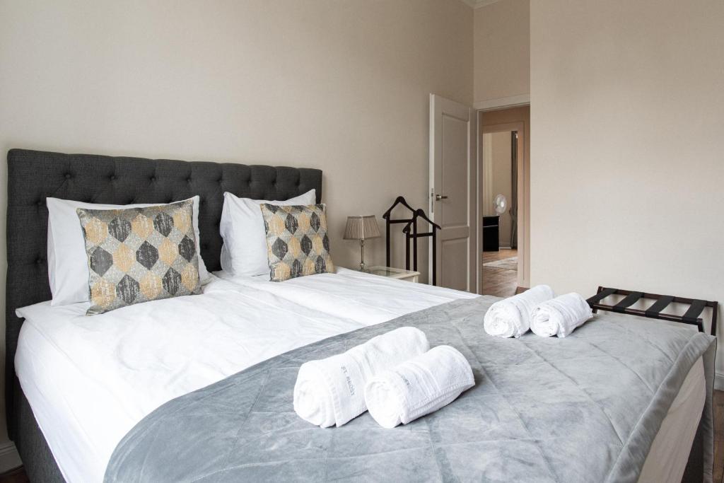 Posteľ alebo postele v izbe v ubytovaní Olives Marina Apartment Gdańsk