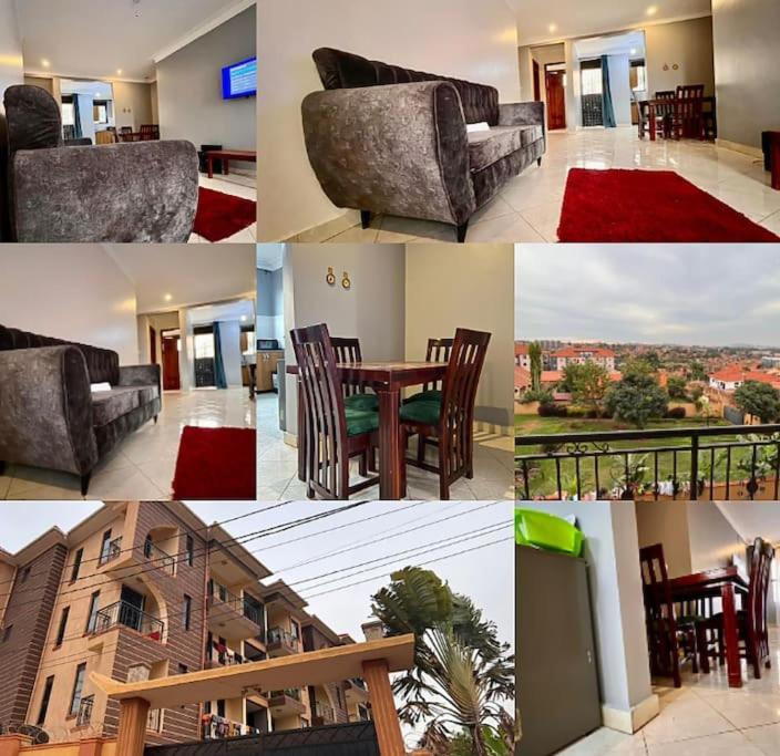 a collage of photos of a living room with furniture at The Matrix House in Kampala