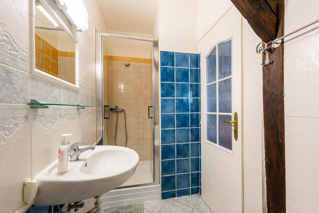 Koupelna v ubytování Apartmány Černý vlk, Kvilda