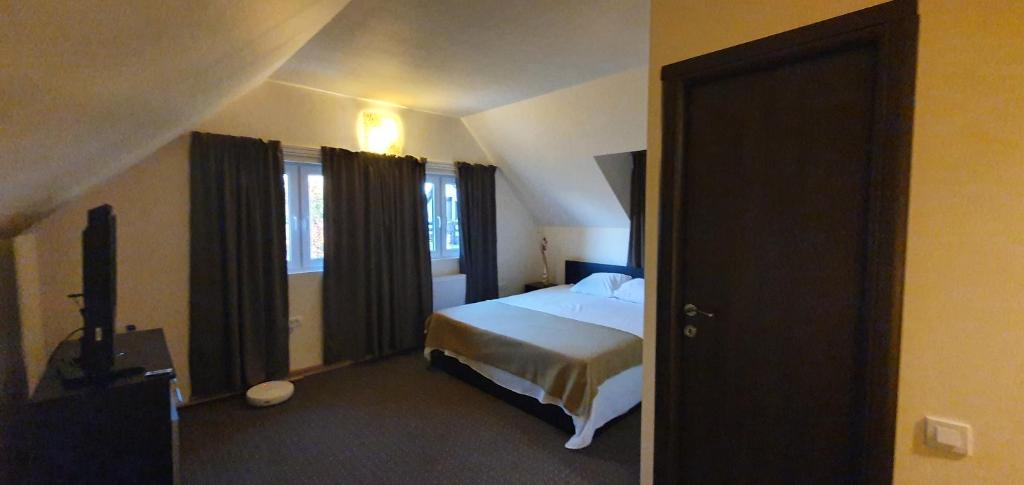 een hotelkamer met een bed en een raam bij Forest Inn in Izvorani