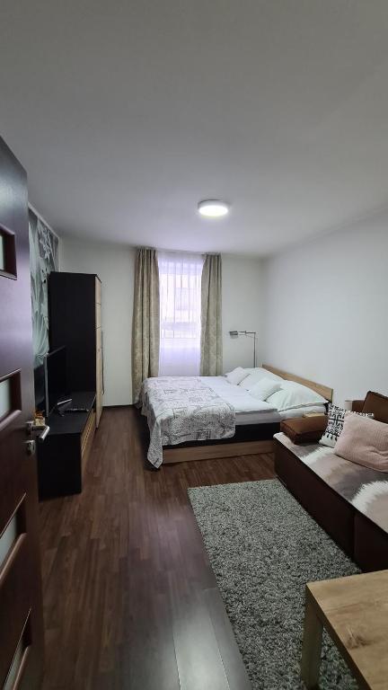 - une grande chambre avec un lit et un canapé dans l'établissement Olomouc, à Olomouc