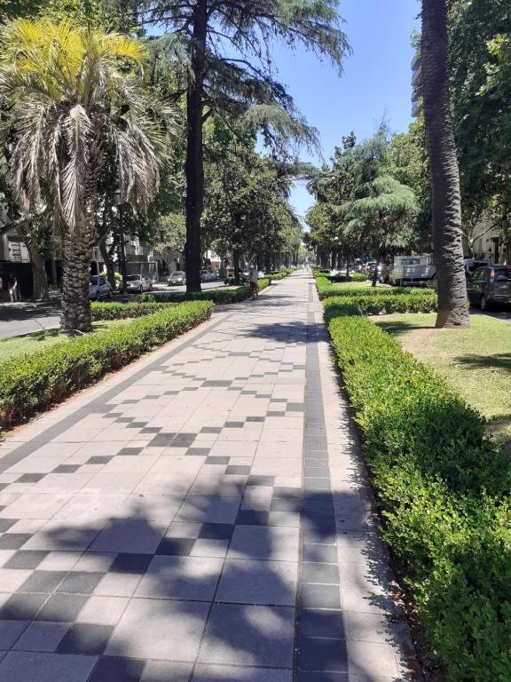 una acera en un parque con palmeras en alquiler temporario en Rosario