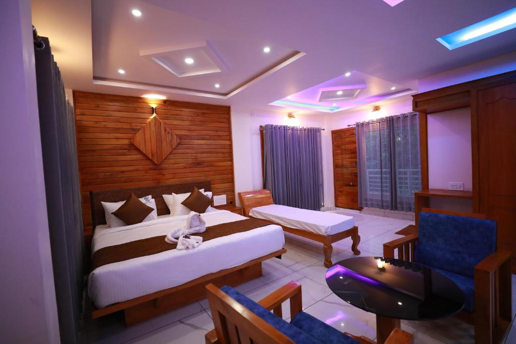 Postel nebo postele na pokoji v ubytování Coorg Coffee Bean Resort