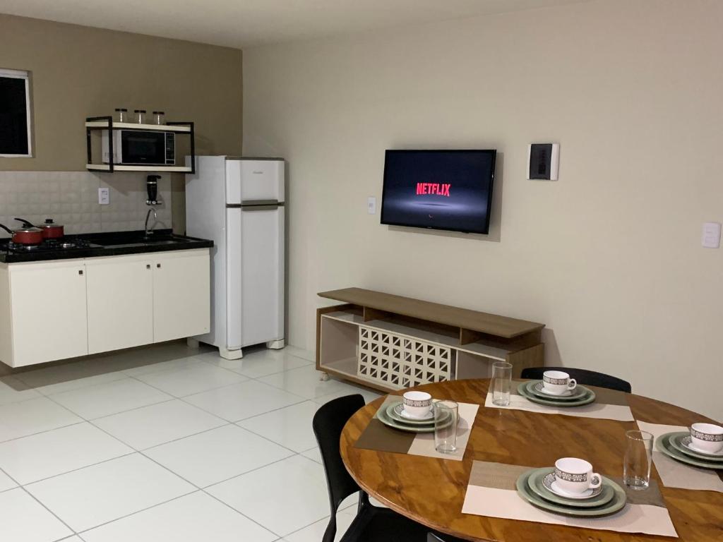 Kuchyň nebo kuchyňský kout v ubytování Edifício Creta Hotel