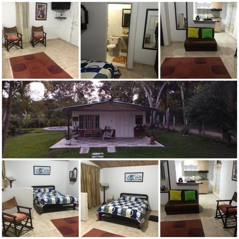 a collage of photos of a house and a room at La Isabela in Pitalito
