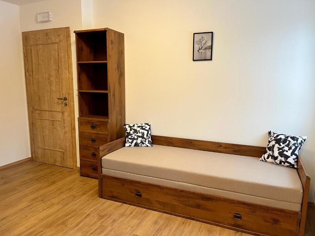 Postel nebo postele na pokoji v ubytování Chata Hubertka Krkonoše