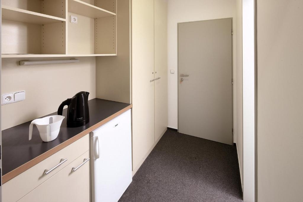 Kuchyň nebo kuchyňský kout v ubytování Hotel & Hostel Letov