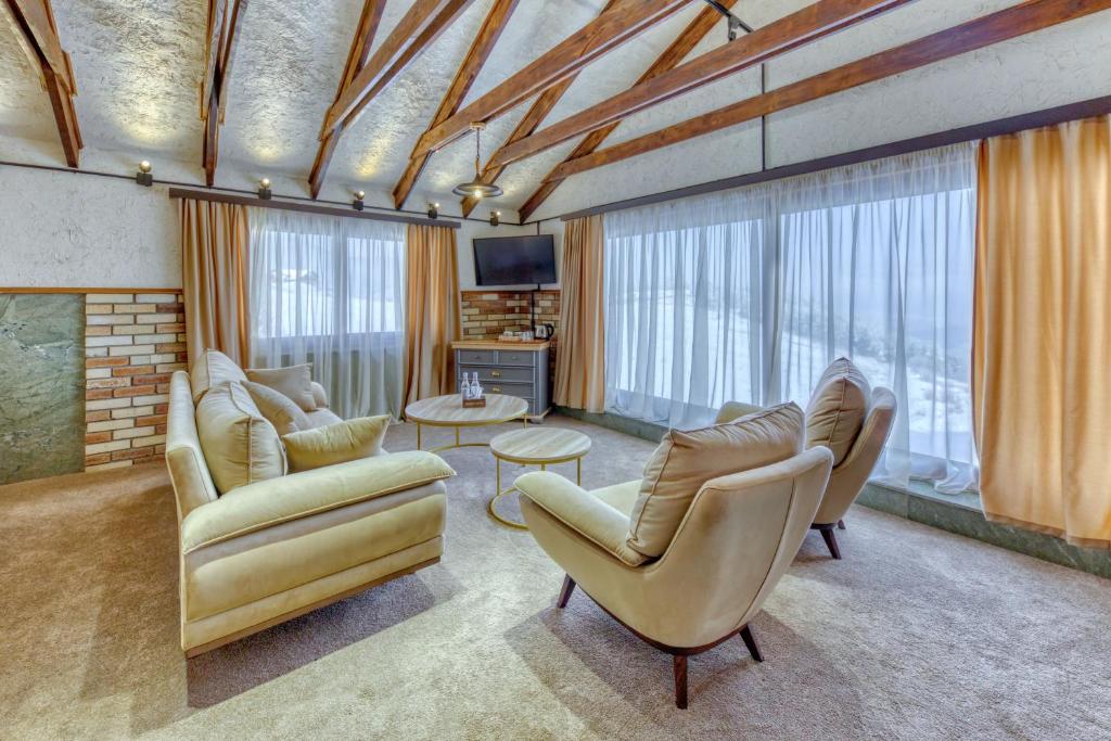 TV a/nebo společenská místnost v ubytování Alpine Castle Hotel