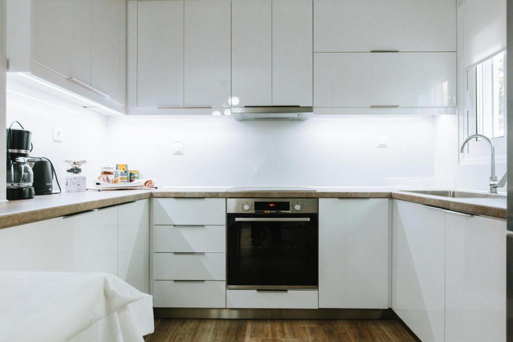 Kuchyň nebo kuchyňský kout v ubytování Hermes Appartment