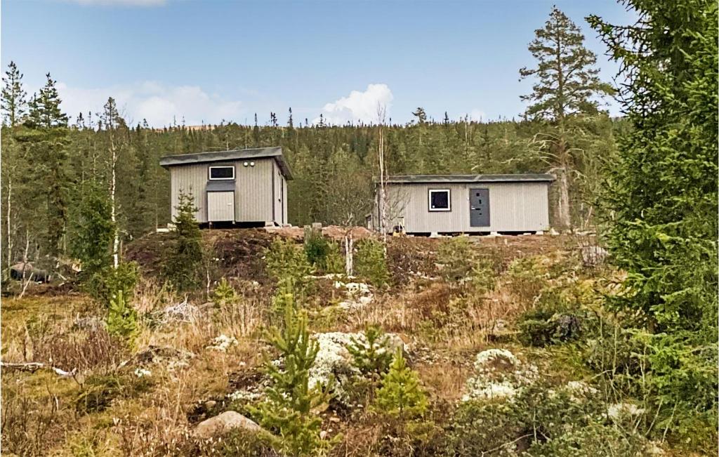two buildings in the middle of a field at Awesome Home In Srna With House A Mountain View in Särna