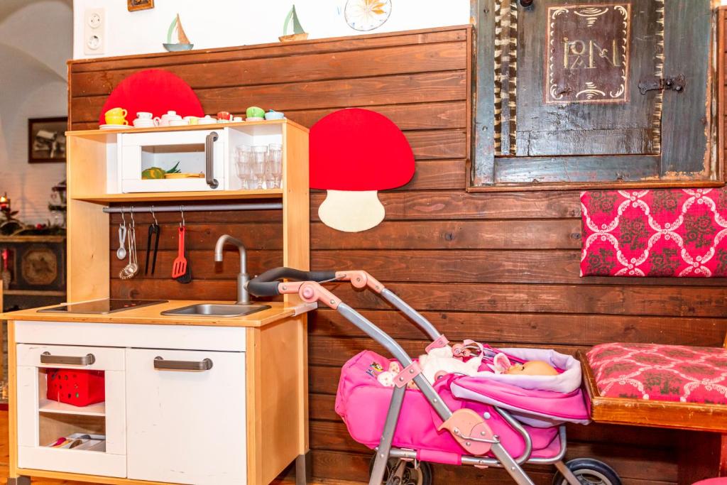 Kuchyňa alebo kuchynka v ubytovaní Ferienwohnung am Baby & Kinderbauerhof Stefflhof