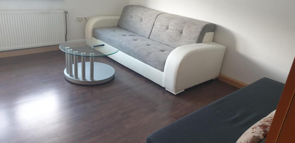 a living room with a couch and a table at Apartment, 3375 Krummnußbaum an der Donau in Krumnussbaum an der Donauuferbahn