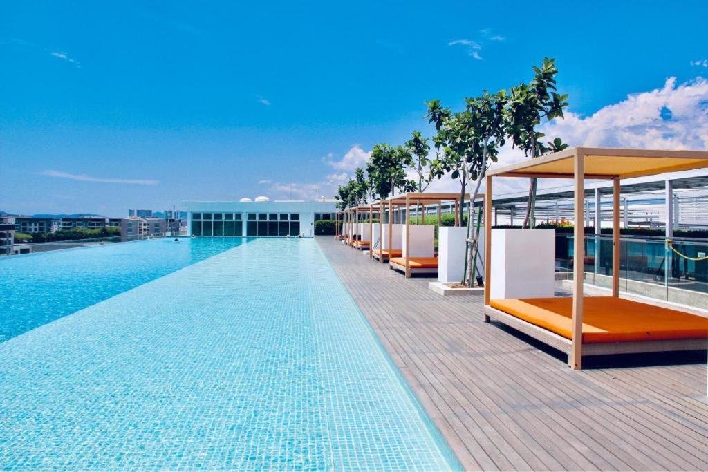a pool on the roof of a building at 2Bedroom Sutera Avenue Kota Kinabalu by Twen8ty Homestay in Kota Kinabalu