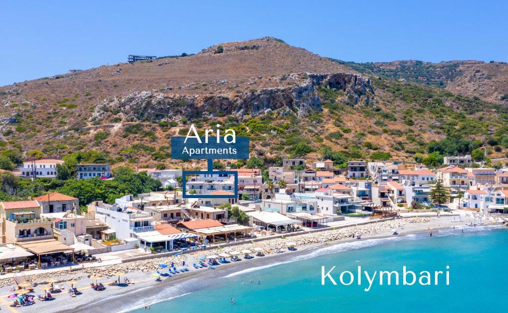 an aerial view of a beach in antiparos town at Aria apts 100 m from the beach by PosarelliVillas in Kolymvari