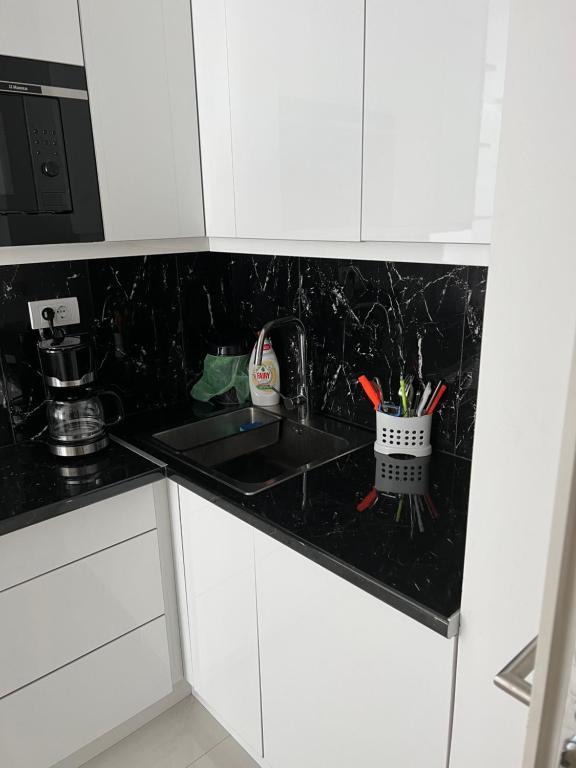 Kuchyň nebo kuchyňský kout v ubytování Apartmani K&V