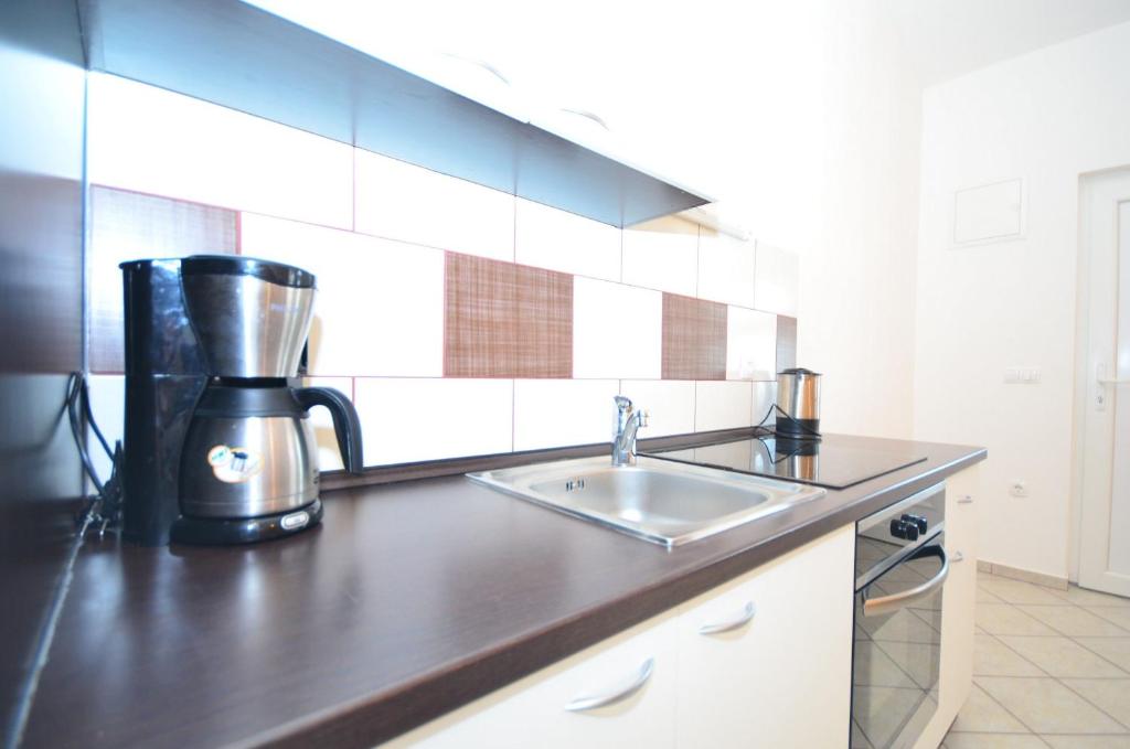 Kuchyň nebo kuchyňský kout v ubytování Apartments Brandis