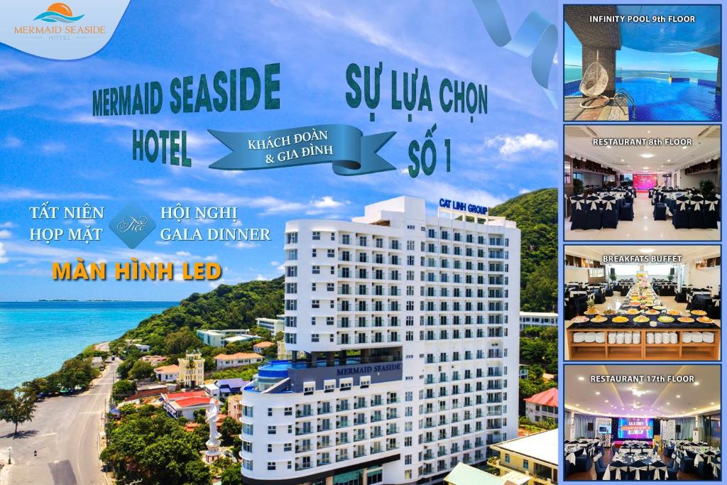 a collage of photos of a hotel and the beach at Mermaid Seaside Hotel in Vung Tau