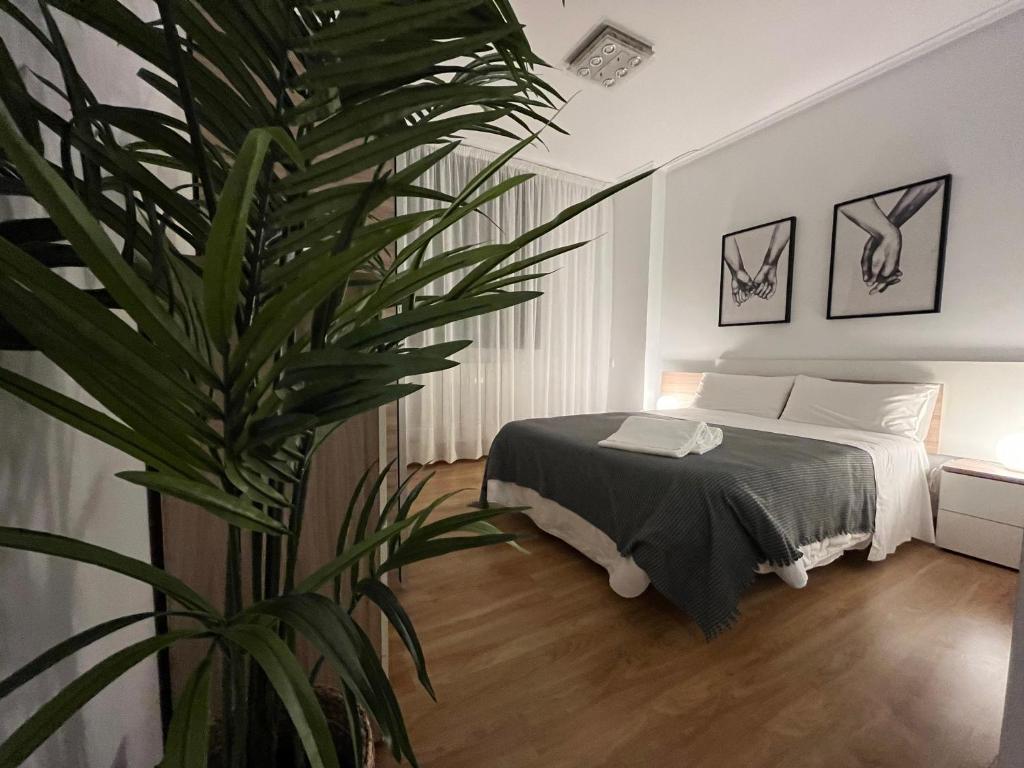 เตียงในห้องที่ Apartamento San Vicente de la Sonsierra Confort