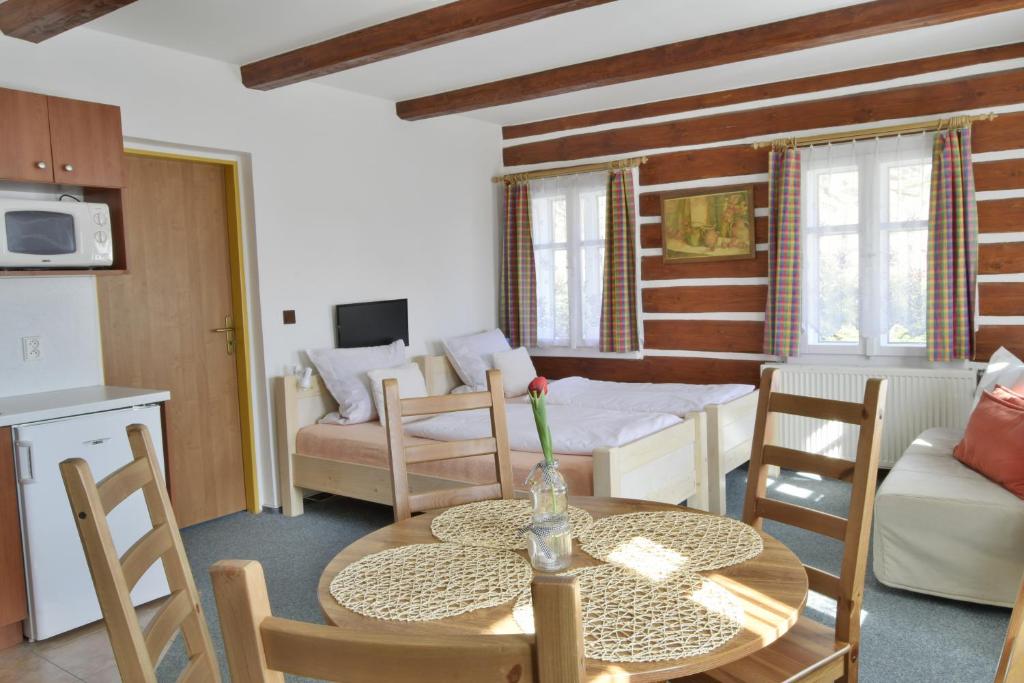 Kuchyň nebo kuchyňský kout v ubytování Apartmány Černý Důl