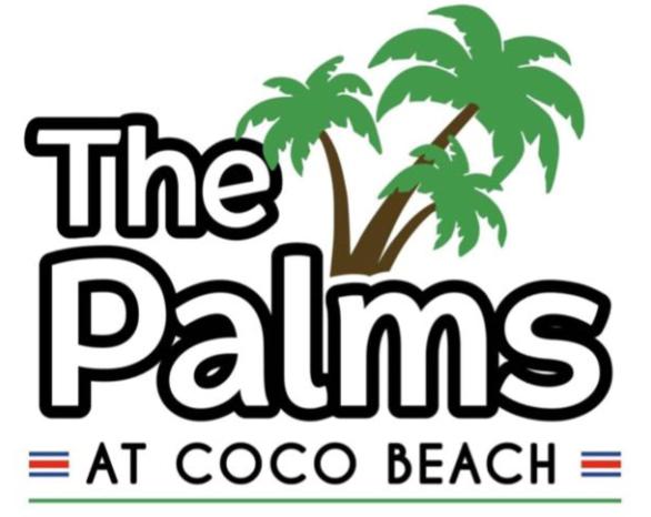 un logo pour les palmiers de la plage coco dans l'établissement The Palms At Coco Beach, à Coco